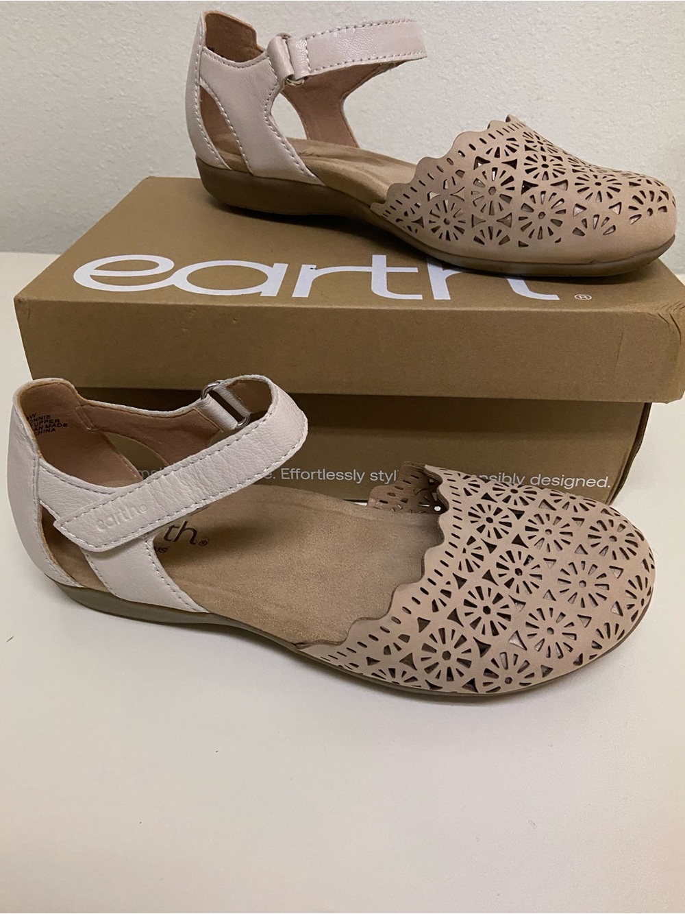 Earth Women's Blush Laser-Cut Ankle-Strap Sandals